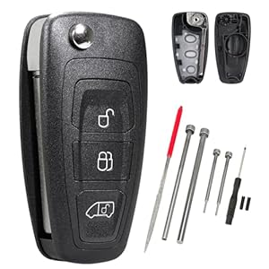 For Ford Transit Custom Connect Van Key Case with Steel Pin Removal Tools Needle File For F-ord Focus MK3 Fiesta Grand C-Max S-Max Kuga Mondeo Galaxy Car Key Shell (For Ford Transit Custom)