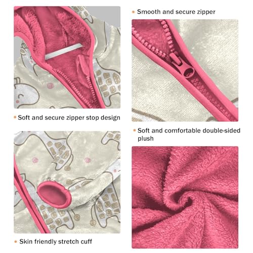 OTVEE Cute Cartoon Giraffe Kids Hoodie Jacket Fall Spring Full Zip Warm Outwear Coat3