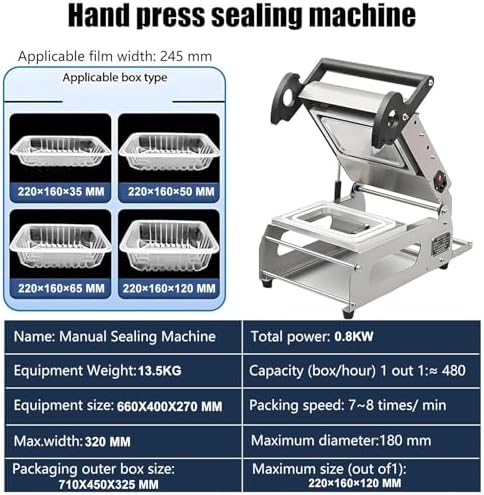 Commercial Stainless Steel Food Sealer Machine, Heat Sealing Tray for Vegetables & Meals, Takeaway Packaging Solution for Restaurants, Durable Meal Packing Equipment (2617)