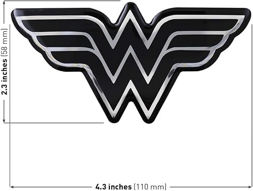 Miniatura 2 de Fan Emblems Wonder Woman - Calcomanía cromada para automóvil, logotipo clásico (negro y cromado)