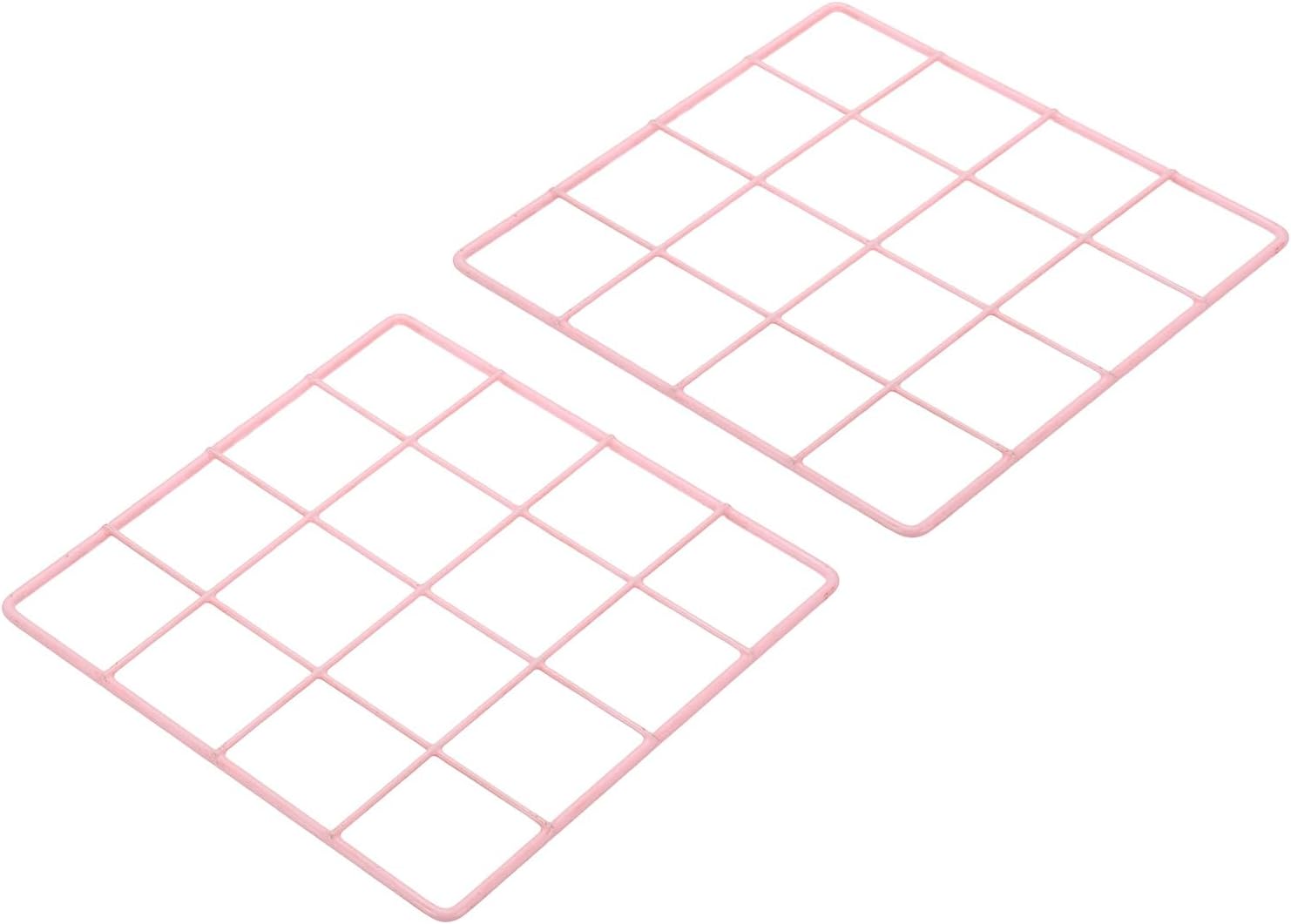 PATIKIL 8"x8" Wire Grid Panel, 2 Pack Board Photo Pictures Memo Display Grid Panels Hanging Organizer Wall Decorative Panel for Home Office Wedding, Pink