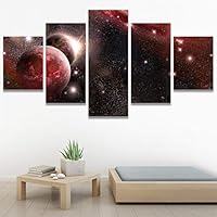 SIGNWIN 5 Panel Canvas Wall Art Modern Art Astronomy & Space Colorful Cosmic Decorative Elements Multicolor Photography for Home Decorations Ready to Hang - 60