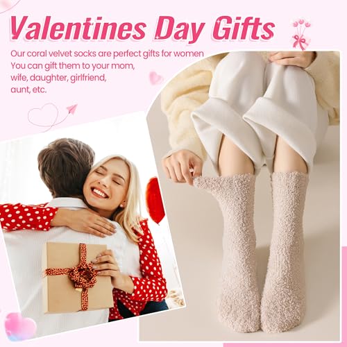 Fuzzy Socks for Womens Warm Fluffy Winter Cozy Thick Plush Slipper Sleep Comfy Crew Christmas Socks 5 Pairs 5