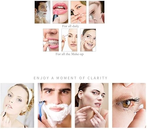 Miniatura 3 de ALWUDI - Espejos LED de tocador de maquillaje, espejo cuadrado de doble cara iluminado espejo cosmético montado en la pared, instalación oscura,