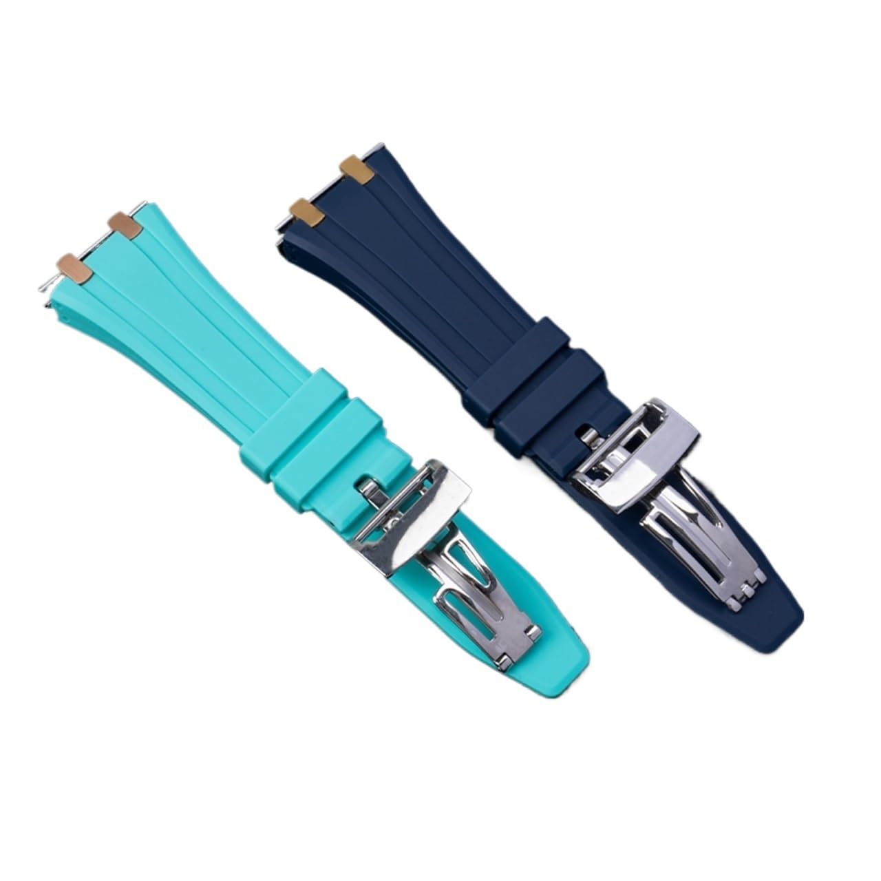 MENGKEG Correa De Reloj De Goma De Silicona Suave De 26 Mm Compatible Con Ganchos AP Strap 15400/15500/26331(Dark Green,Black Hooks,Rose Buckle)