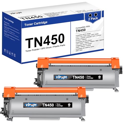 TN450 Toner Cartridge for Brother Printer - Replacement for Brother TN450 TN420 TN-450 TN-420 to Compatible with HL-2270DW HL-2280DW HL-2230 MFC-7360N MFC-7860DW Intellifax 2840 2940, 2 Black