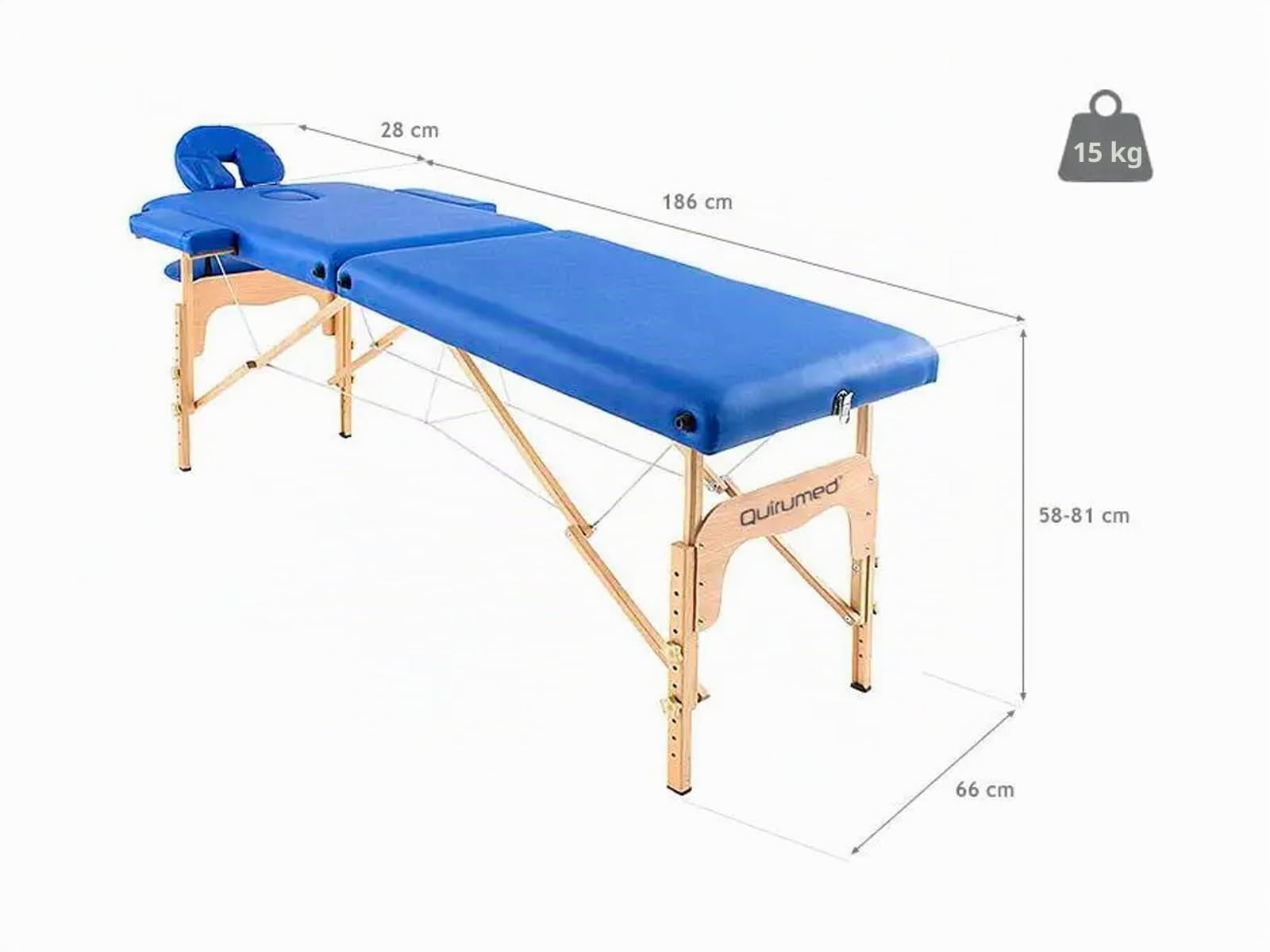 QUIRUMED Camilla de Masaje Plegable de Madera Easy, Color Naranja, 186 x 66 cm, Mesa de Masaje, Masaje Fisioterapia, Polipiel, Cabezal articulado, Altura Regulable, 2 cuerpos