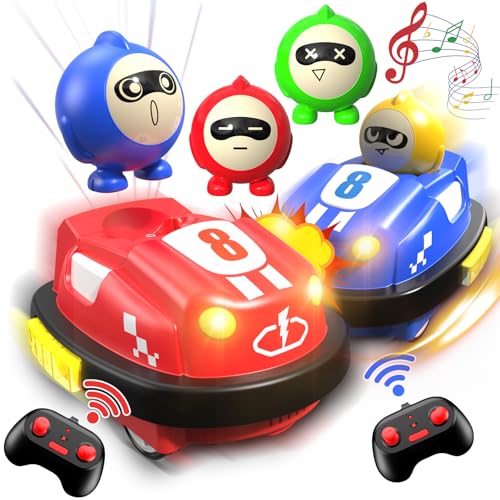 Remote Control Bumper Cars for Kids, RC Ejecting Bumper Car Toys with Light & Music, Mini RC Racer Game Set of 2, Toddler Toy Vehicles, Birthday Gifts for Boys Girls Age 3 4 5 6 7 8 Years Old