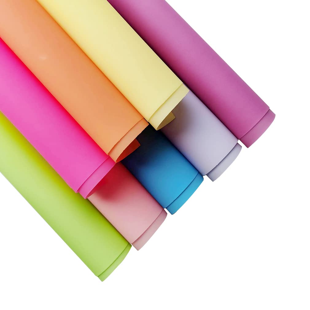 XHT 8 Pcs Candy Color Jelly Vinyl, Matte Solid Color Waterproof Transluscent Faux Leather for Hair Bows Earrings Crafts
