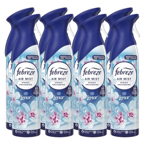 Febreze Air Freshener, Room & Bathroom Spray, Spring Awakening, 185ml x 8 Packs – Odour Fighter
