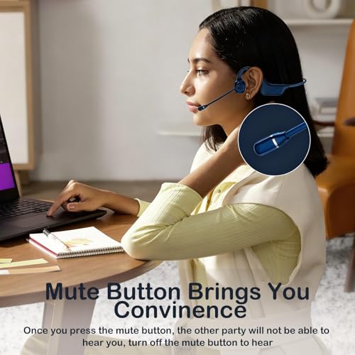 Image of Meetings Open-Ear Headphones with Rotatable Noise-Canceling Boom Mic, Bone Conduction Bluetooth 5.4 Headphones with One-Touch Mute&Magnetic Charging for All-Day Use,Perfect for Driving Learning