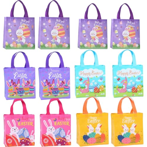 Bolsas de chuches para Pascua 12 unidades 22x23x11cm bolsas regalo infantiles colores surtidos con diseño de animales ideal para dulces, juguetes y decoración de fiestas