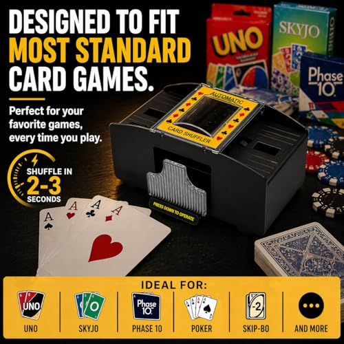 ZAKVOP Kartenmischmaschine Elektrische 2 Decks, Automatischer Kartenmischer für Pokerkarten, Skyjo und Blackjack Kartenmischgerät Card Shuffler (Batteriebetrieben)