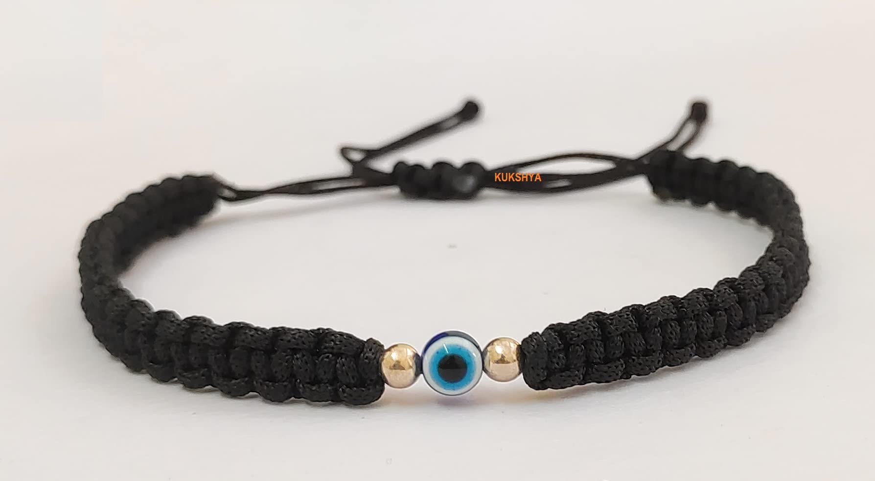 Samyuktha Exclusiva tobillera de plata de ley 925 con 2 bolas + hilo de dije de mal de ojo (Dhaga) Nazariya ajustable, para mujeres y niñas, 1 pieza, Talla única, Plata Esterlina, cristal