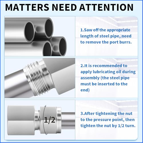 Image of ChillWaves 304 Stainless Steel Compression Tube Fitting, 1 /4 inch OD x 3 /8 inch NPT Female Compression Union Connector(2-PACK)