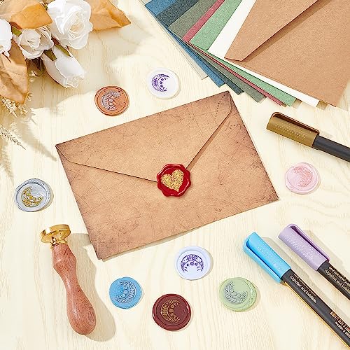 CRASPIRE Heart Wax Seal Stamp 25mm Removable Brass Head Vintage Love Heart Sealing Wax Stamp with Wooden Handle for Wedding Valentine's Day Christmas Envelopes Invitations Gift Cards Decoration - Image 4