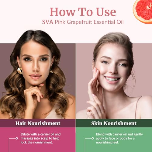 Image of SVA Grapefruit Essential Oil Pink - 4 Fl Oz - for Diffuser, Skin & Hair Care - Ideal for Massage & DIY Blends- with Dropper