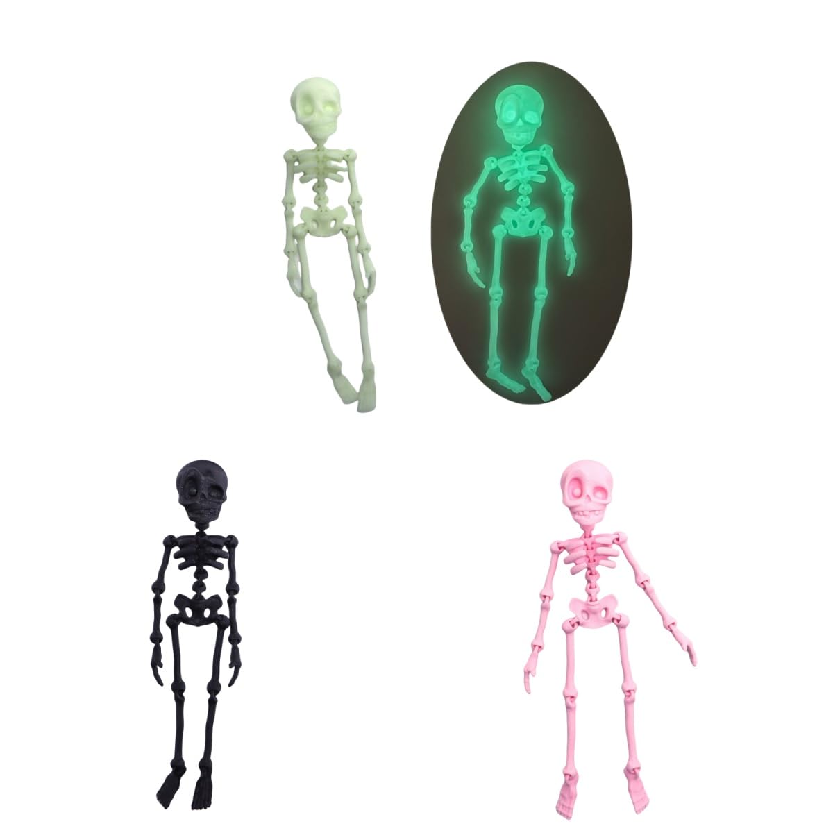 3PCS Poseable Skeleton Fridge Magnet, Halloween 3D Printed Articulated Skeleton, 7IN Skull Fridge Magnets with Movable Joints, Skull Magnet Fridge Sticker for Kitchen,Office (3PCS Mixed Set 6)