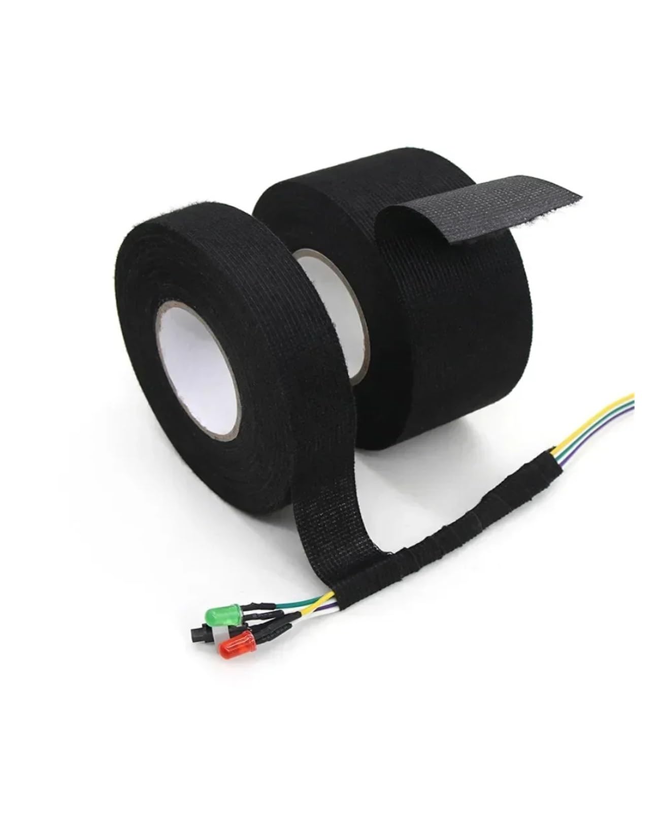Hitzebeständiges Isolierband, 9 mm – 50 mm, Kabelbaumband, Isolierung, schwarzes Stoffgewebe, geräuschbeständige Klebebänder for die Automobilindustrie(5 Rolls,19mm)