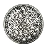 Bezelry 8 Pieces Flowery Engraving Openwork Domed Gray Silver Metal Shank Buttons 25mm (1 inch)