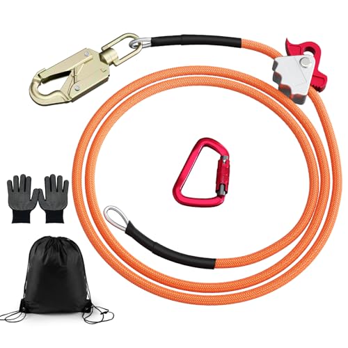 Stahlseilkern-Flip-Line-Kits mit Triple Lock-Karabiner, verstellbares Lanyard, niedrige Dehnung für Absturzsicherung, Baumpfleger, Baumkletterer