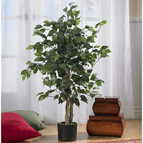 Nearly Natural 3' Ficus Silk Artificial Trees, 36In, Green #TOP1