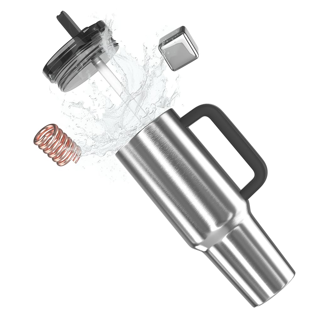 enem Tumbler, Oat Leaf, Tumbler with Metal Straw, Sipper, with Lid Leak Proof, 1 Metal Ice Cube, 1 Copper Spring (Tamba), Base Protector, Mug Travel, 1.2L