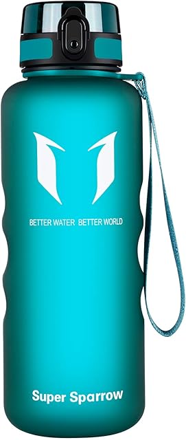 Super Sparrow Sports Water Bottle - 1.5L - Non-Toxic BPA Free & Eco-Friendly Tritan Co-Polyester Plastic - Fast Water Flow, Flip Top, Opens With 1-Click