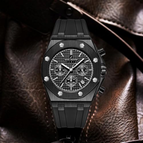 Image of Daniel Hechter Paris Tuileries Collection Multifunctional Watch for Men with Textured Octagone Dial and Silicon Strap-DHM1005
