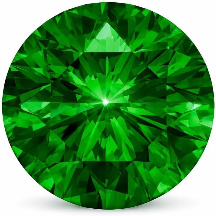 Generic Synthetic Emerald Gemstone, Lab Grown Emerald Green Round Brilliant Cut Loose Stone 0.5-2.0 ct, AGL Certificate Included, for DIY Jewelry Making