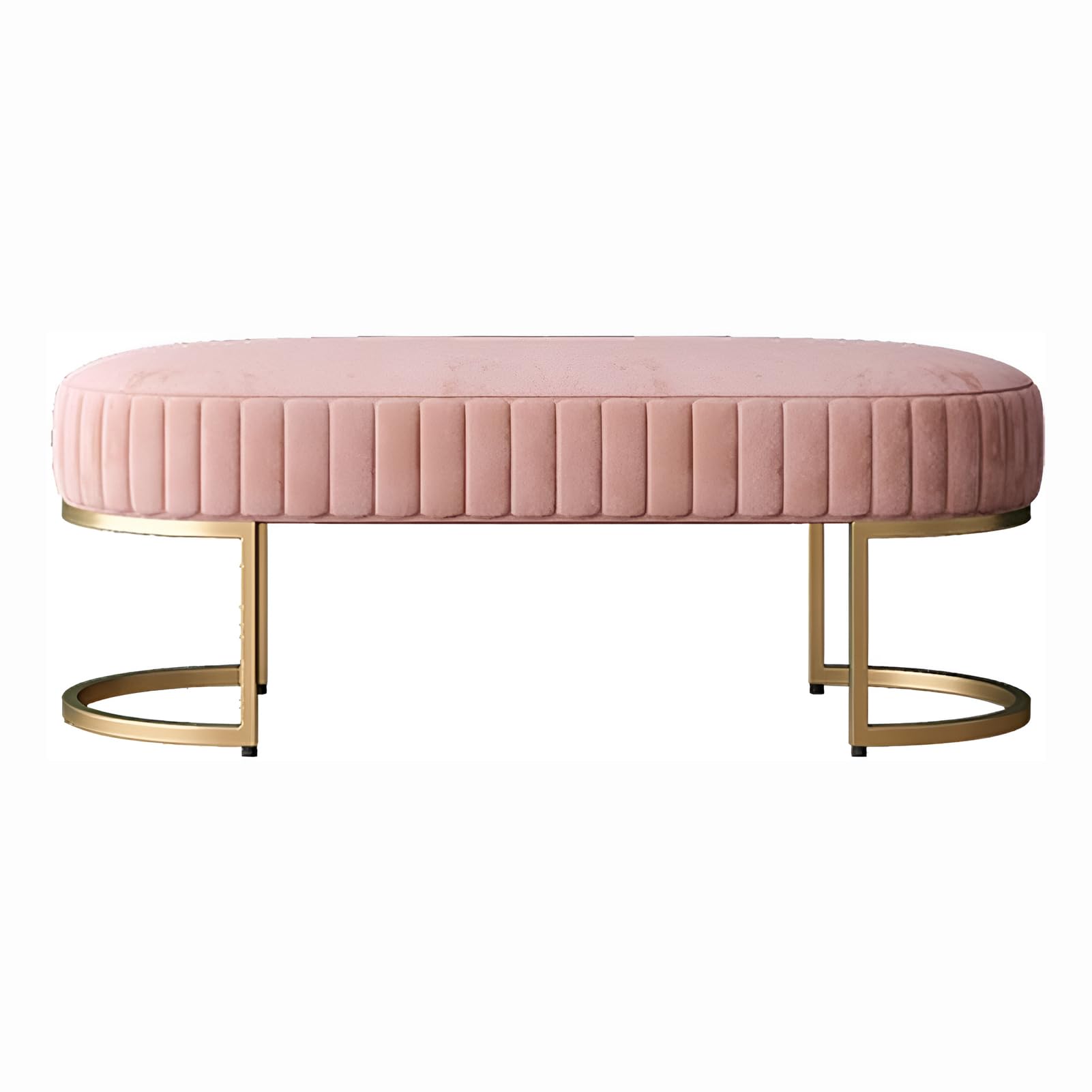 Flanell-aufbewahrungsbank Mit Goldenem Sockel, Moderner Schuhhocker, Sitzbank, Schuhregal, Multifunktionale Bank Am Ende Des Bettes, Perfekt Für Den Eingangsbereich, D(Size:80×40×38cm,Color:Rosa)