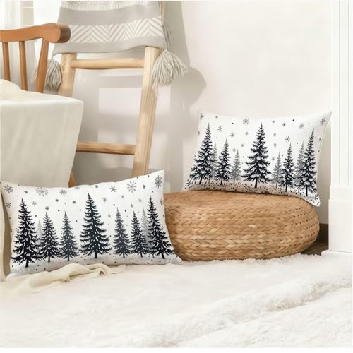 Housse coussin 60x90cm lin noir imperméable avec zip invisible