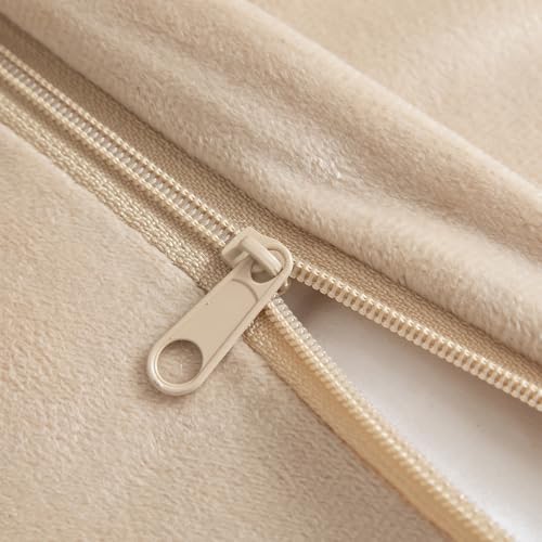 YAERTUN Pack of 2 Faux Fur Throw Pillow Covers Decorative Sherpa Boucle Pillow Covers Fuzzy Soft Pillowcases Sheepskin Fleece Cushion Case for Couch Sofa Bed Living Room 24x24 Inch Oatmeal by YAERTUN - Image 5