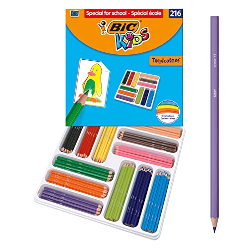 Bic Matite Bic® Kids Tropicolors 2, Colori Assortiti, Confezione Di Cartone Wallet X 216 Colori Assortiti