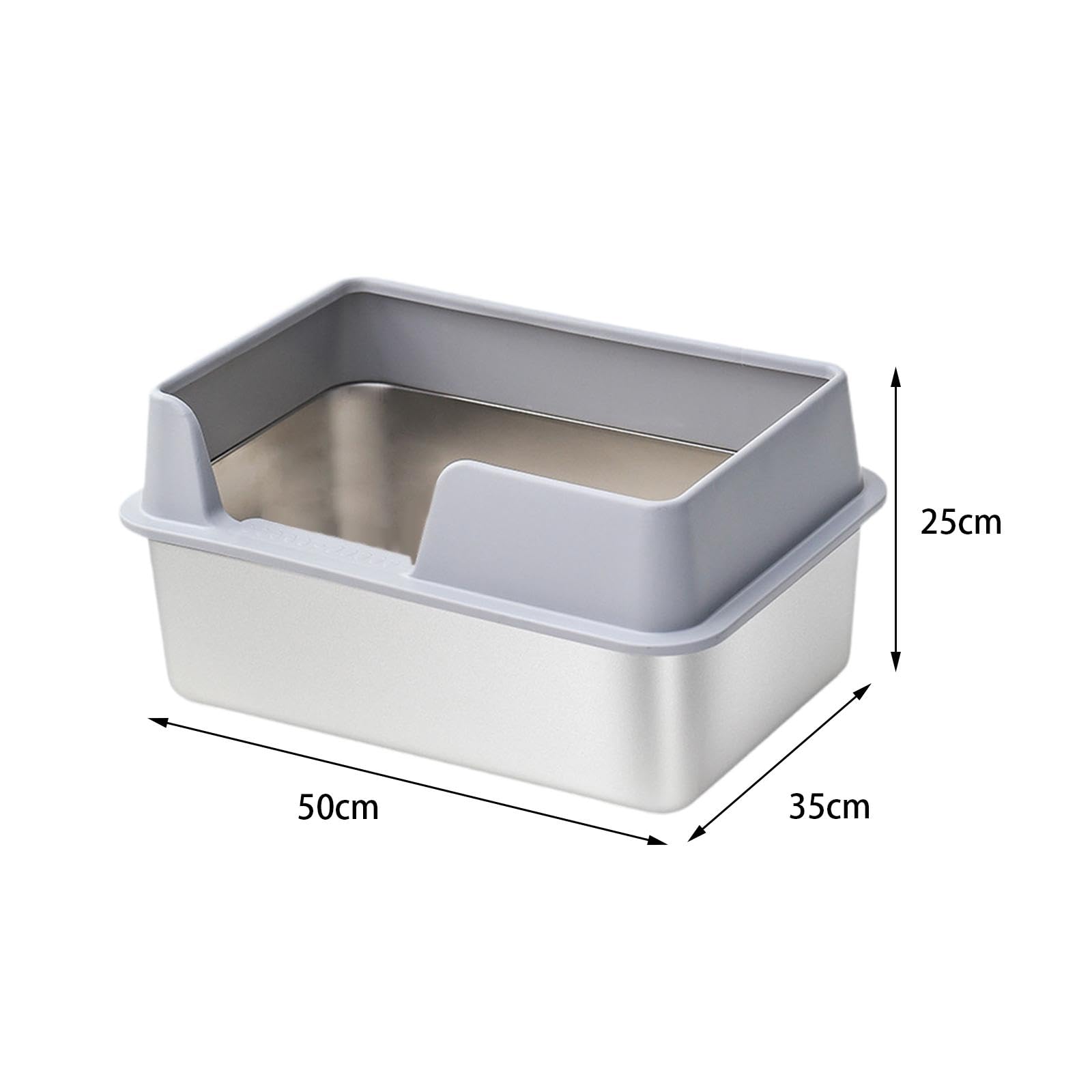 Bandeja Sanitaria de Acero Inoxidable para Gatos con Estructura Simple Y Ligera, Adecuada para La Limpieza Diaria en El Hogar con Mascotas, L Gris
