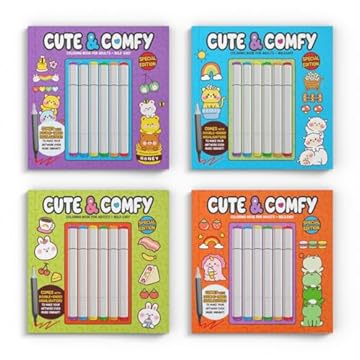 Capa do livro Coleção Cute & Comfy Coloring Book Special - Kit com 4 Livros + Canetas