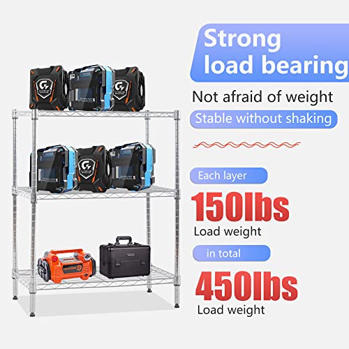 image for FDW 3 Tier Wire Shelving Units Metal Storage Rack 23L x 13W x 30H Adju