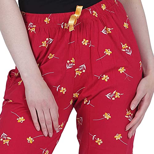 Image of Women's Cotton Printed Night Pyjama with Two Pockets