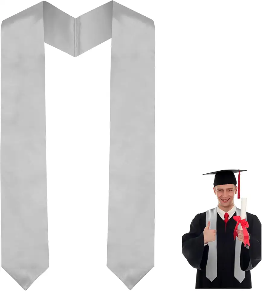 FlexiTonic Unisex Adult Graduation Stole Class of 2024 Graduation Sash Graduation Honor Stole Sash Graduation Senior Sash, Silver, Medium