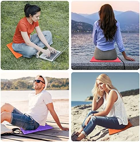 Homsyway 3pcs Foldable Foam Cushion XPE Sit Mat Portable Waterproof Moisture-Proof Anti-slip Dirt-resistant Outdoor Seat Pad with Storage Bag, for Beach Camping Picnic Park Hiking(Red Orange Purple)