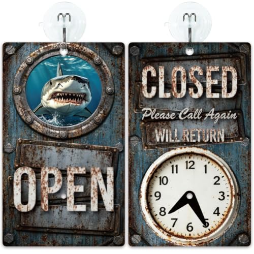 PRESSINART Panneau Ouvert Fermé style requin vintage 7,87 x 4,72 po