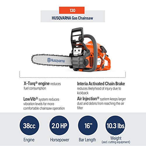 Husqvarna 16 Inch 130 Gas Chainsaw,Orange