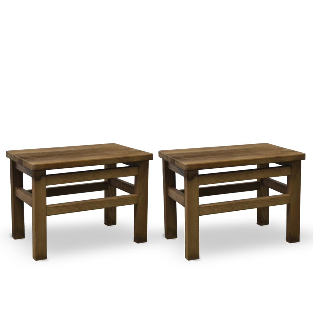 OKAFFAREFATTO MADDALONI Set di 2 sgabelli bassi sgabellini panche poggiapiedi seduta in legno noce scuro