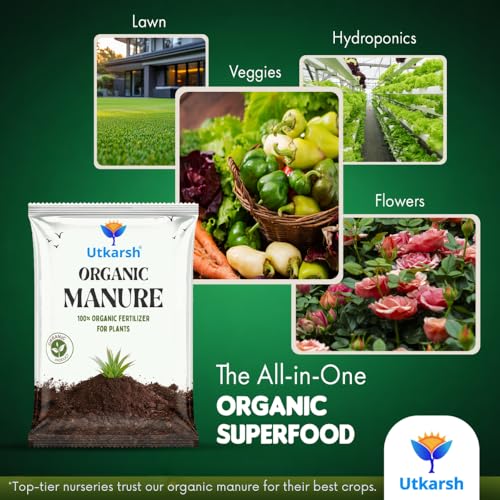 Image of Utkarsh Organic Manure for Potted Plants, Organic Fertilizer for Home Garden, Crops, & Nursery, Khaad for Flowers, Vegetables & Lawn (900 gm; Pack of 1)