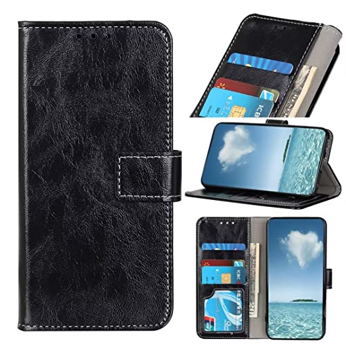 Coque Honor 90 Lite noire étui portefeuille en cuir rétro avec fente carte