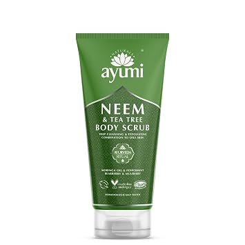 Exfoliating Body Scrub for Acne Treatment | Natural Body Wash Scrub for Oily Skin | Tea Tree Oil Body Scrub for Itching| Body Exfoliant for Clear Skin | Exfoliating Body Scrubber by Ayumi | 6.70 FL oz