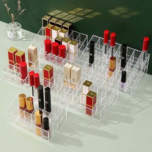 Image of Lipstick Organizer 24 Slots Plastic Clear Cosmetic Display Holder for Lip gloss Chapstick Perfume Nail Polish Essential Oil