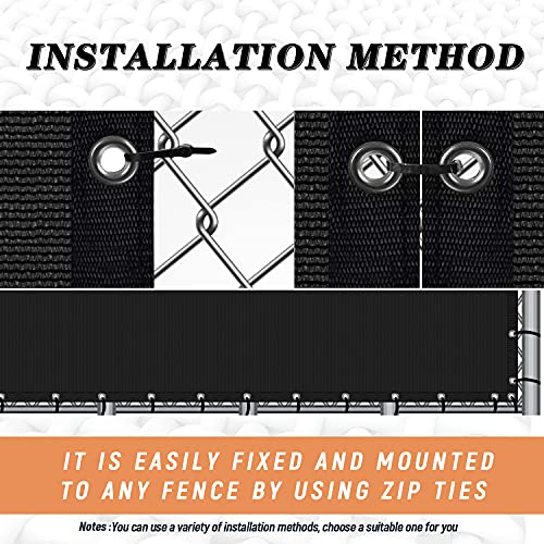 Osimlead 6' X 50' Black Fence Privacy Screen Windscreen Heavy Duty Fencing Shade Cloth Mesh Net Cover For Wall Garden Yard Backyard, Cable Zip Ties Included #TOP5
