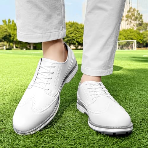 Image of Golf Shoes Men Spikes Classic Golf Footwears Male Walking Sneakers for Golfers Size 7-14