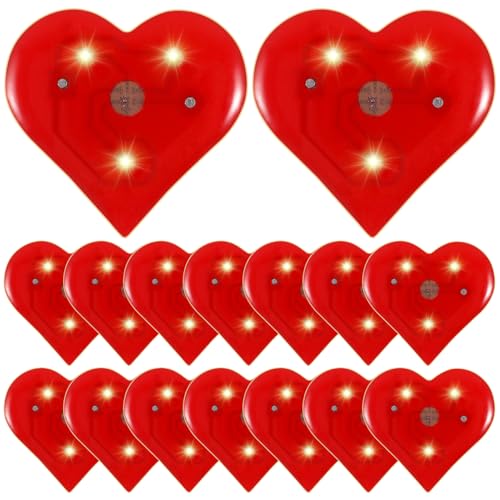 Amosfun Lot De 20 Broches Lumineuses En Forme De CœUr Rouge 2.9X2.8Cm Accessoires De Mode Pour Saint-Valentin Mariage FêTe Et DéCoration